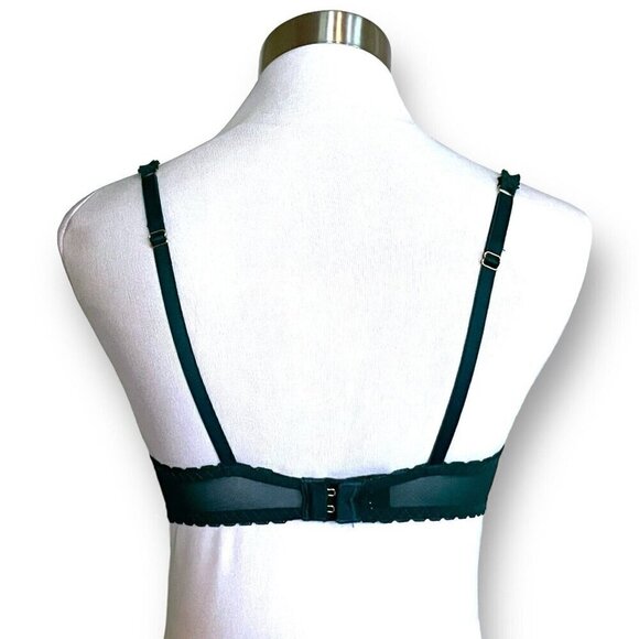 Adore Me 32B Bra Green Kimmy Push Up Balconette Underwire Lace Removable Pads - Picture 6 of 8